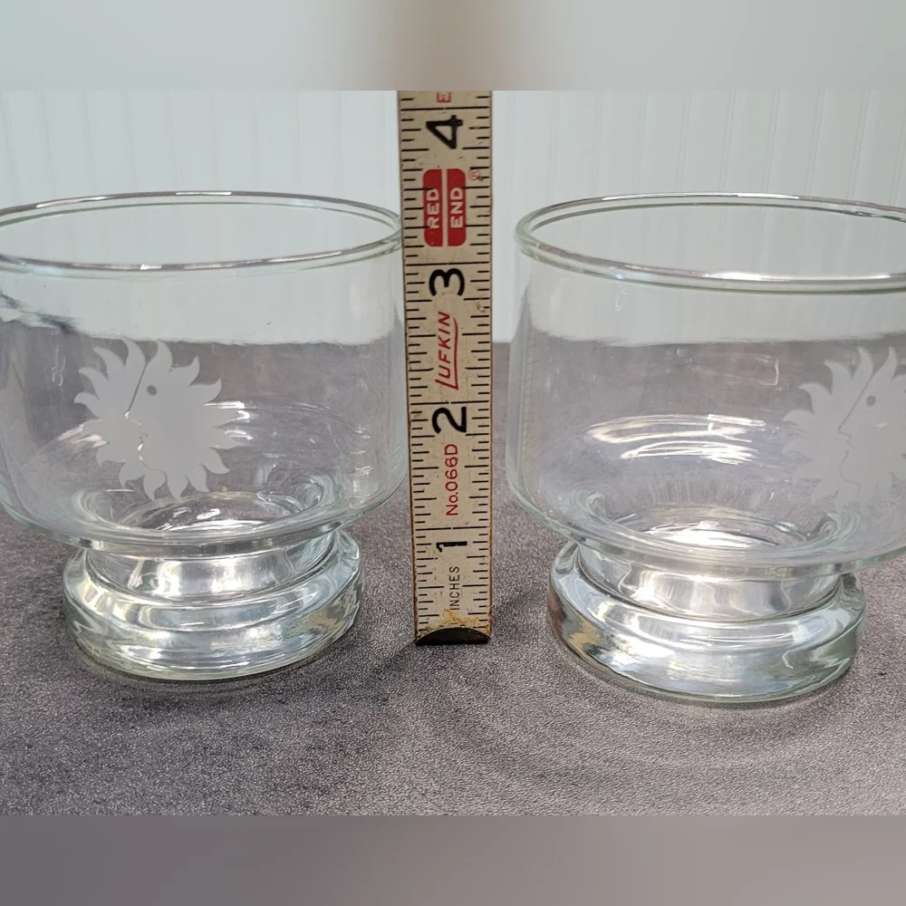 National Airlines First Class Etched Sun King Logo Vintage Cocktail Glasses